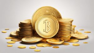 Een verzameling gouden munten op een luxe fluwelen achtergrond.