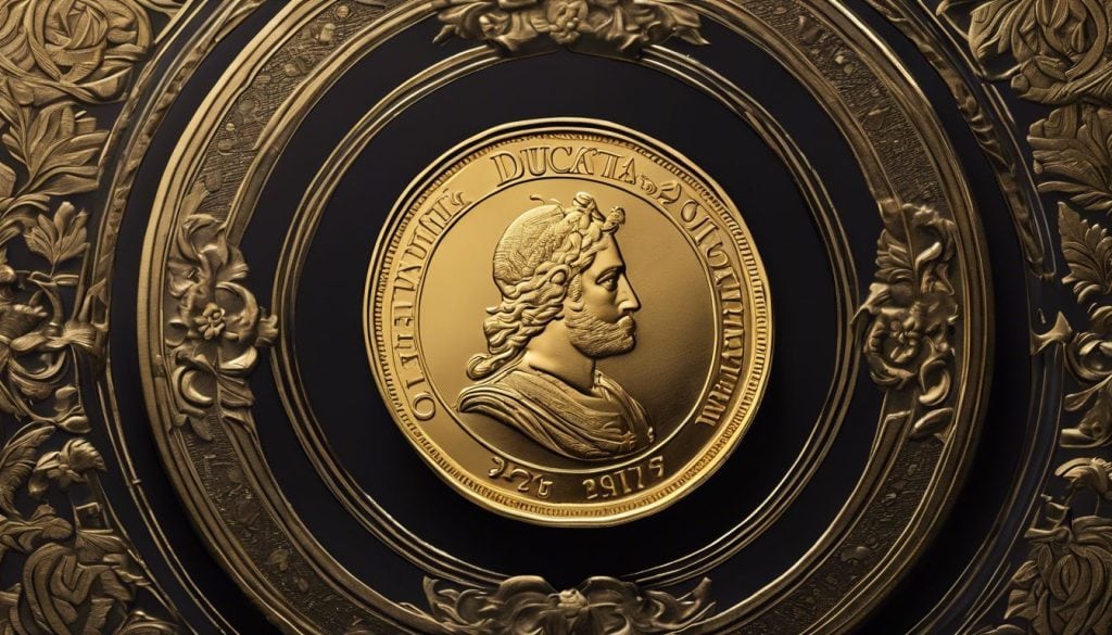 Een goed bewaarde gouden dukaat munt omgeven door historische Nederlandse artefacten.