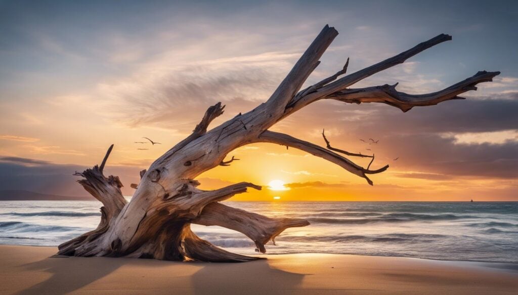 Een verweerd stuk drijfhout symboliseert de waarde van investeren in edele metalen.