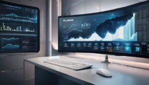 Een strak, modern digitaal display toont de huidige prijs van palladium.