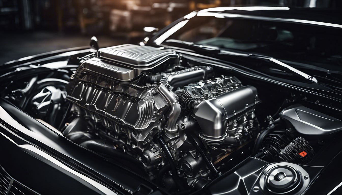 Close-up foto van een moderne auto motor met palladium componenten.