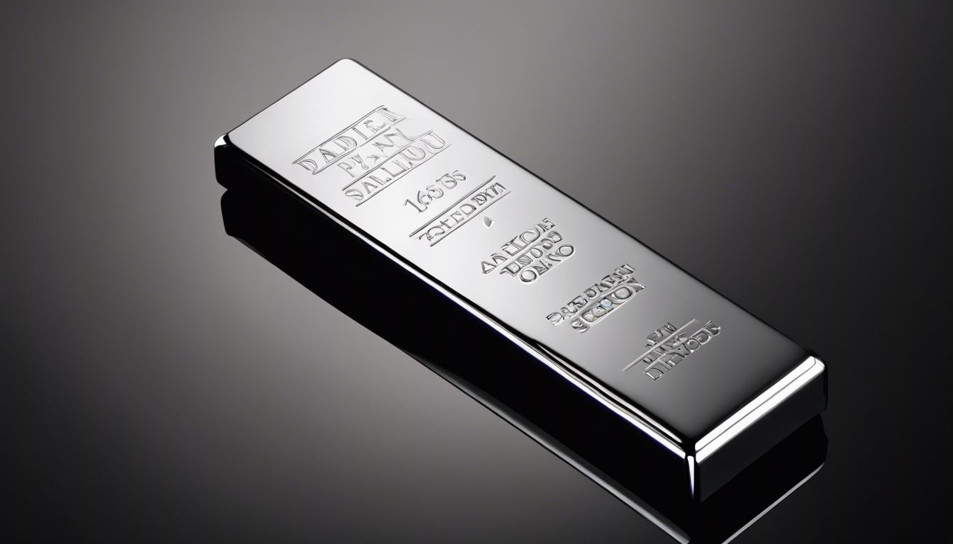 Een gepolijste palladiumstaaf op een strak zwart oppervlak.