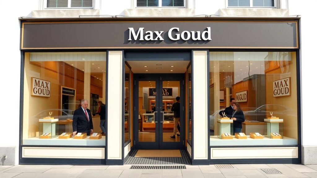 Een winkel van Max Goud, een goudinkoper in Rotterdam.