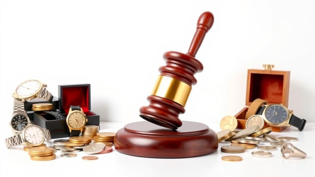 Een veiling met waardevolle items bij Goudwisselkantoor.