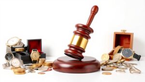 Een veiling met waardevolle items bij Goudwisselkantoor.